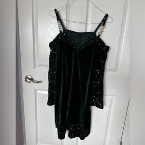 Emerald Green Crushed Velvet Dress. Size XXXL